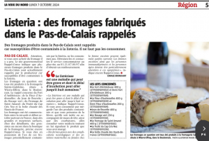 Article Voix du Nord du 7 octobre 2024